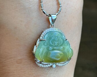 天然グレード A グアテマラ氷半透明ブルーまたは二色の翡翠翡翠仏