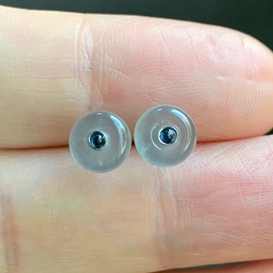 Certified Premium Guatemalan Natural Higly Translucent Icy Blue Jadeite Stud Earrings 18K White Gold Blue Sapphire 天然高冰危起光蓝水翡翠蓝宝石镶嵌耳钉 7427