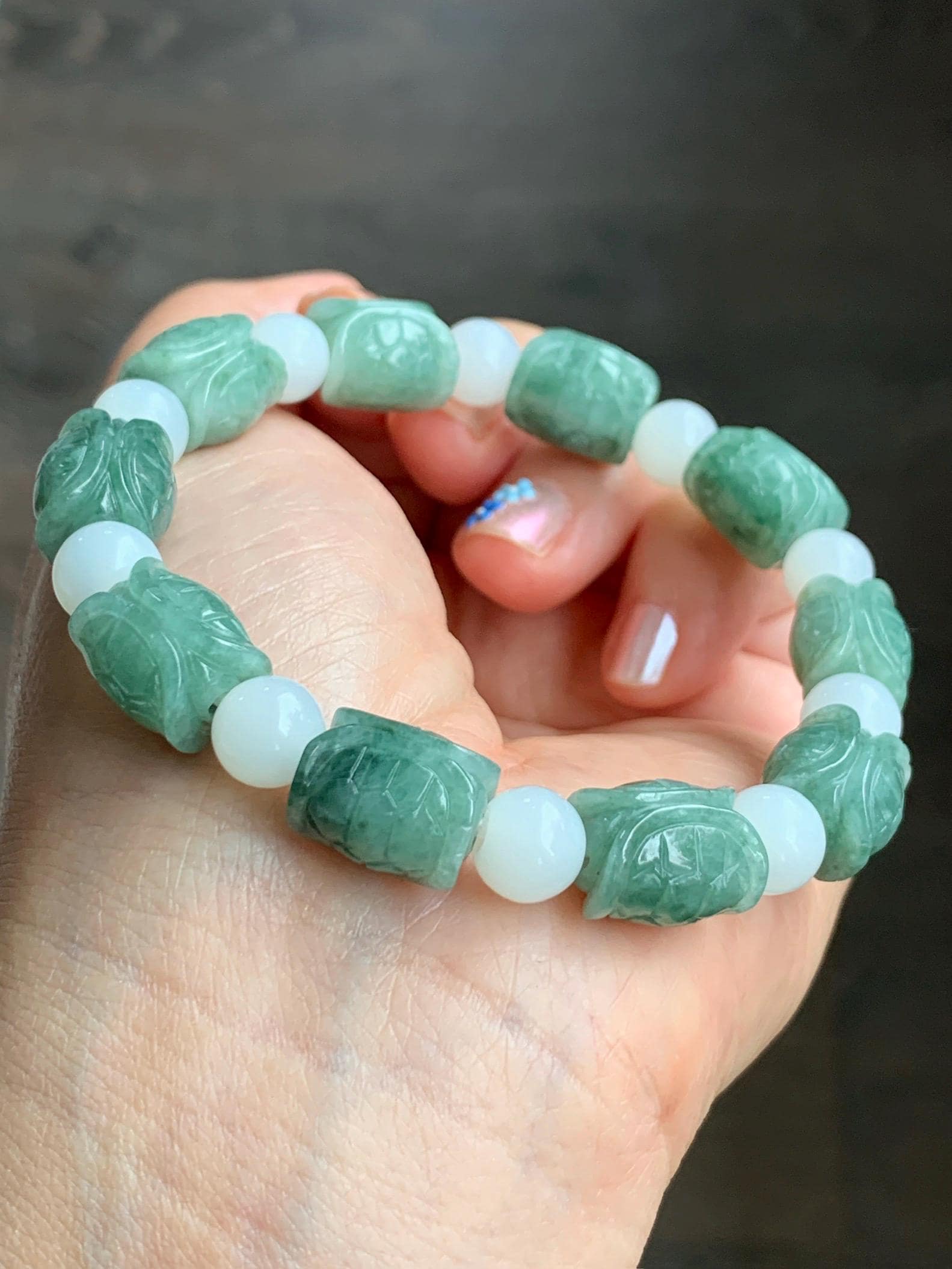 Bracciale In Giada Naturale Malese 6mm | Verde Intenso, Elastico, Lunghezza 19 Cm | Gioiello Fatto In Germania - 3