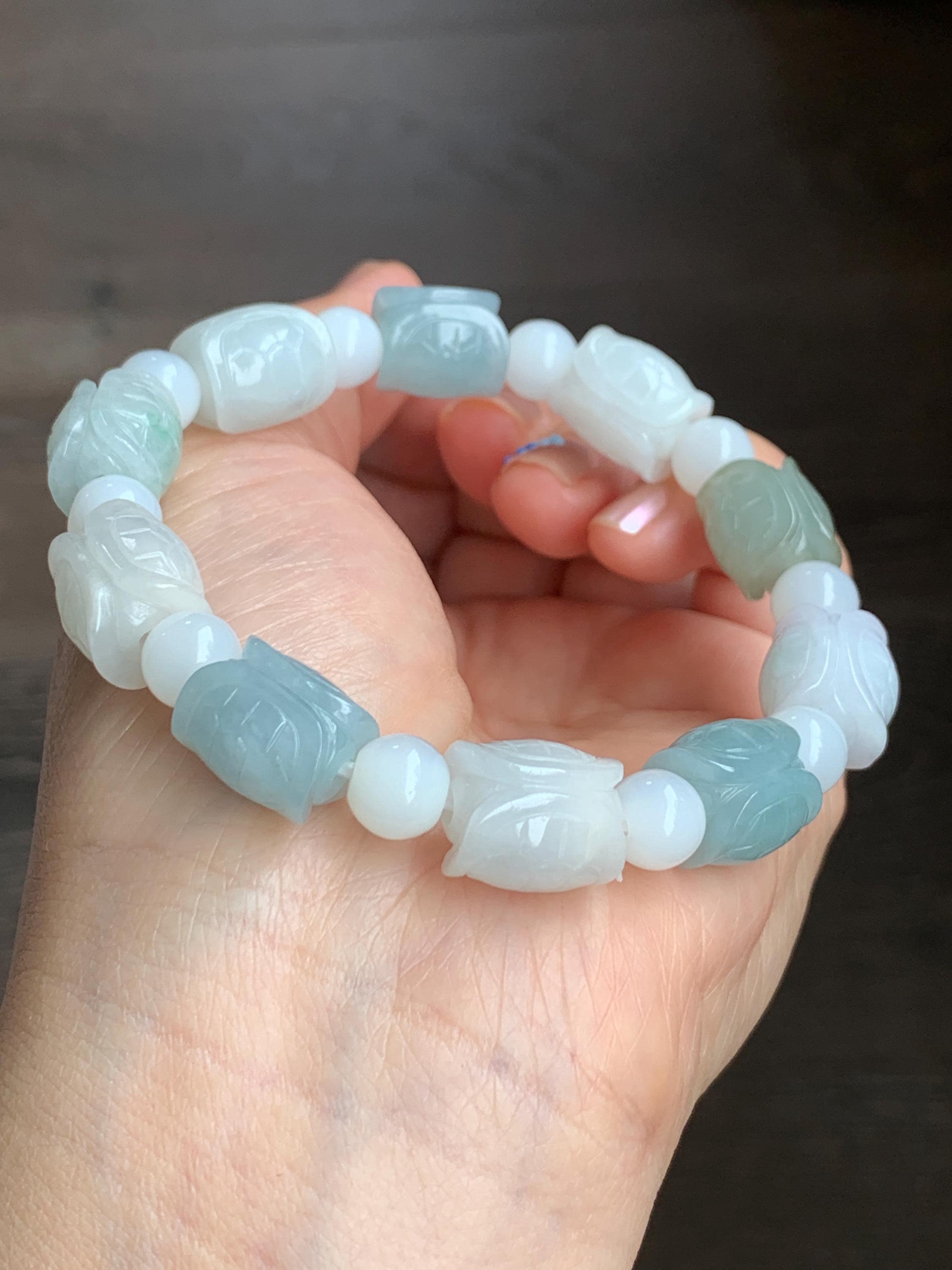 Natural Grade A Icy Translucent Multicolored Jade Jadeite Carved