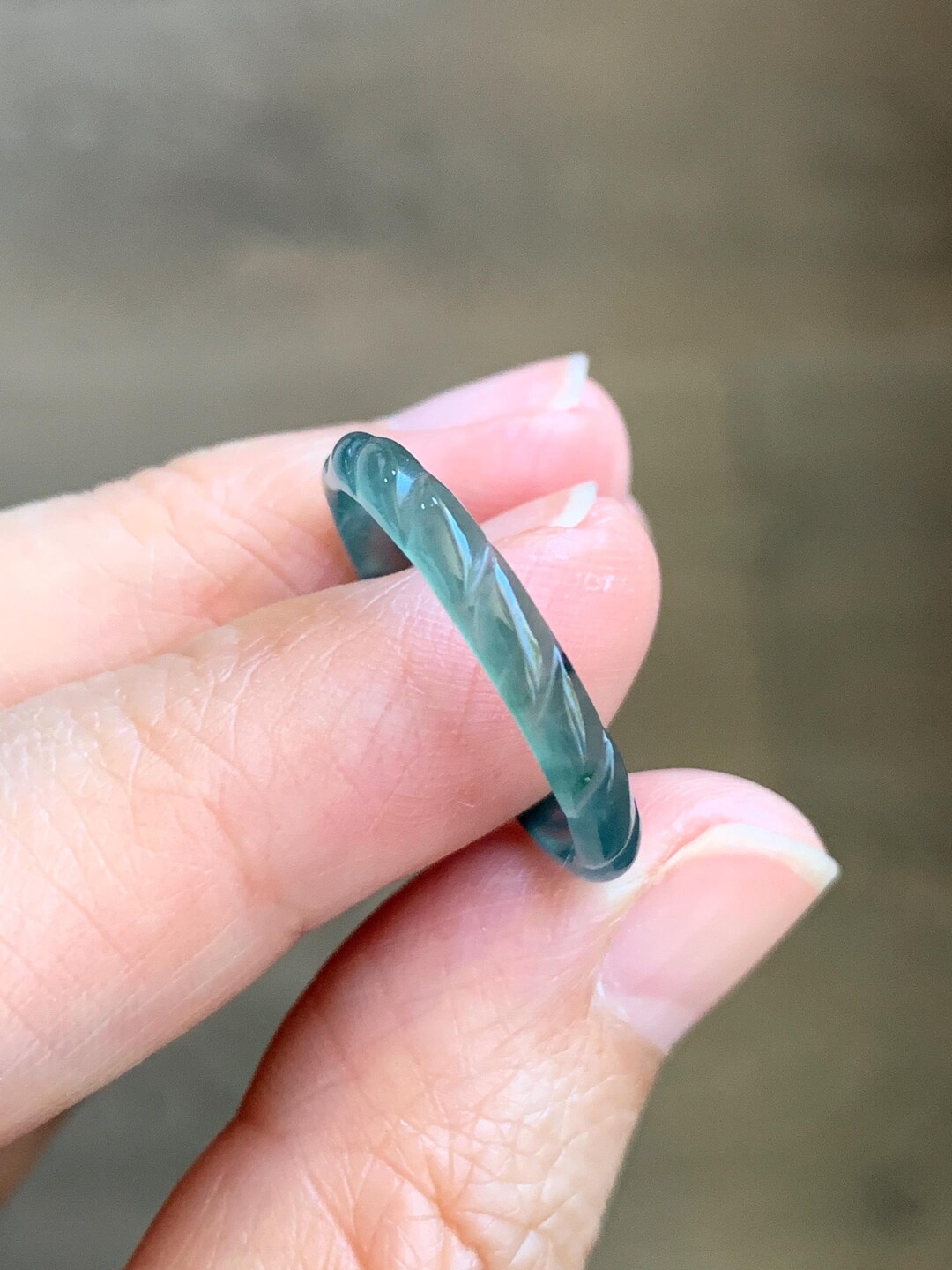 Natural Grade A Guatemalan Icy Highly Translucent Dark Teal Green Jade ...