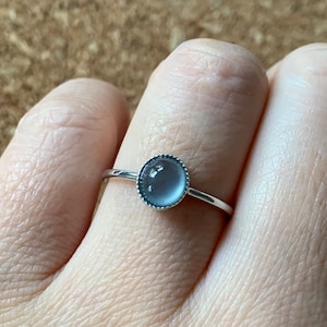 Certified Natural Guatemalan Premium Highly Translucent Icy Blue Jadeite Solitaire Ring 18K White Gold Size 7 天然冰危蓝水起光翡翠镶嵌戒指 1073