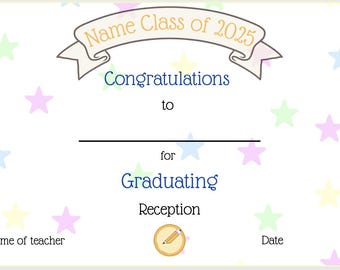End of year class certificate. Instant editable download.