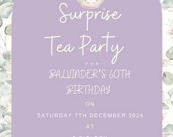Tea party invitation. Instand download. Editable.
