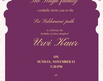 Purple Ornate Sukhmani Sahib Path. Instant editable download.
