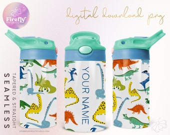 Dinosaurs FlipTop, Kids Name Sippy, Sublimation Designs, 12oz Flip Top Wrap, Kids Cup, Summer, Digital Downloads, Back To School Cup, FLP003