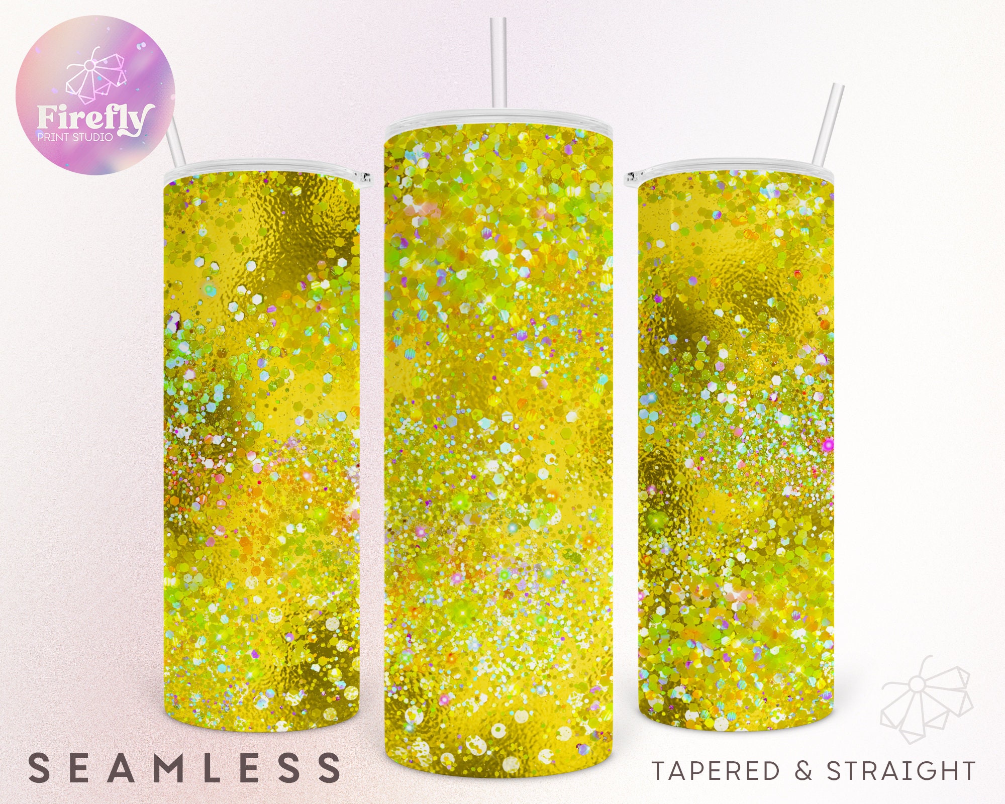Yellow Glitter Tumbler 20 Oz Skinny Glitter Sublimation PNG Etsy
