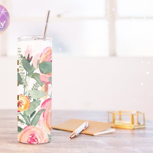 Nana Tumbler Wrap, Mothers Day Wrap, Add Your Grandkids Names, 20oz Skinny, Pretty Flowers Floral Sublimation Designs Downloads Cup FLR197 image 5