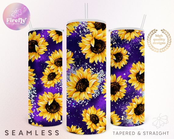Sunflowers Sublimation Tumbler Designs, Glitter Leopard 20oz Skinny Tumbler  Wrap Template - PNG Digital Download - So Fontsy