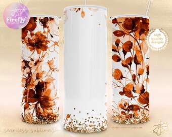 Green Floral Tumbler Sublimation Designs, Add Your Own Name, 20oz Skinny, Split Tumbler For Names, Seamless Png, Personalized Cup, AYO121