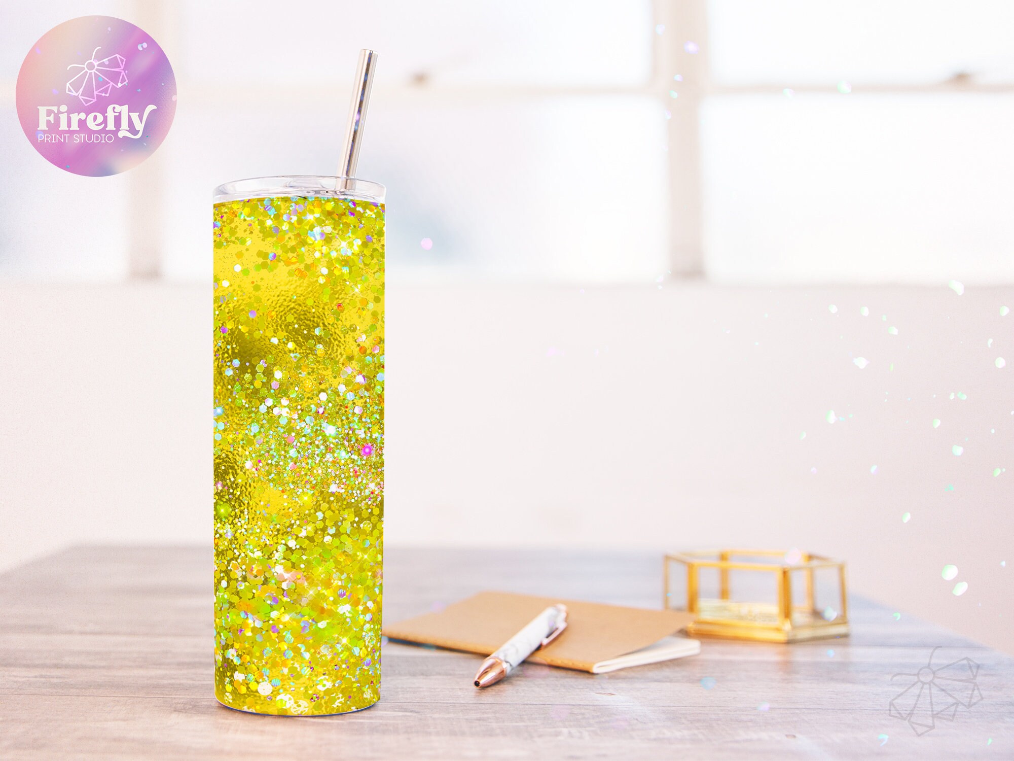 Yellow Glitter Tumbler 20 Oz Skinny Glitter Sublimation PNG Etsy