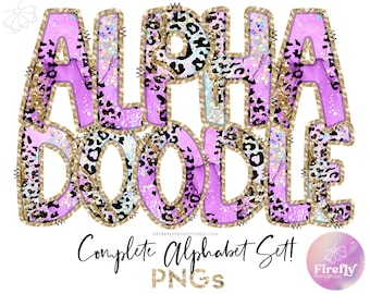 Alpha Doodles PNG, Blush Pink Rose Leopard, Cheetah Sublimation, Alphabet, Spring School Letters Set, Designs Downloads Clip Art ALPHAGLR077