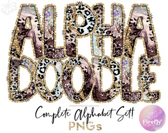 Alpha Doodles PNG, Brown Black Leopard, Letters For Sublimation, Alphabet, School Letters, Designs Downloads, Tshirt Clip Art ALPHAGLR075