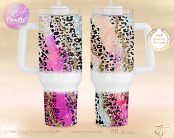 Pink Leopard 40oz Tumbler Wrap, Sublimation Designs, Grads, Teachers, Moms, Cheetah, Animal Print, Seamless Cup Cup, Downloads Cup 40OZ012