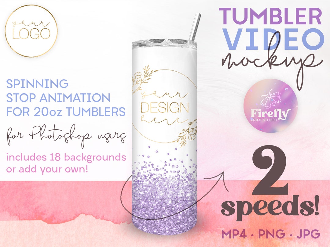 Tumbler Video Mockup, 20oz Skinny, Animated Mock Up, Spinning Tumbler Template, Animation