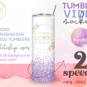 Tumbler Video Mockup, 20oz Skinny, Animated Mock Up, Spinning Tumbler Template, Animation, Photoshop File, Instant Download, Cup, - VID001