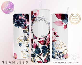 Navy Burgundy Florals, 20 oz Skinny Tumbler, Floral, Flowers, Wedding, Bride, Sublimation Designs, Png, Instant Download Cup, FLR128