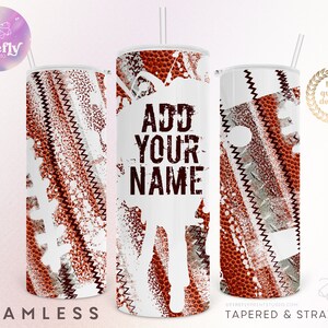 Add Your Name, Football Tumbler, 20oz Skinny, Sports, American, Laces, Sublimation Designs, Seamless Png Wrap, Digital Downloads Png AYO098