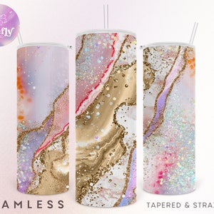 Pink Gold Geodes 20oz Skinny Tumbler, Sublimation Designs, Iridescent Geode, Geo Pastel Agate, Seamless, Png, Instant Download - GEO001