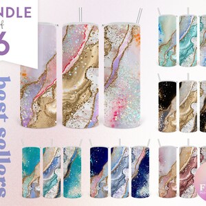 Geode Tumbler Bundle For Sublimation, 20 oz Skinny Tumbler, Straight and Tapered, Cup, Digital Download, Tumbler Wrap Repeat - GEOBD001