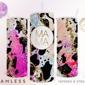 Mama Kuhfell Pink 20 Unzen Skinny, Tumbler Sublimations-Designs, Kuh-Druck, Rindsleder, Muttertag, Tasse, Wrap, digitaler Download Tasse, MOM070