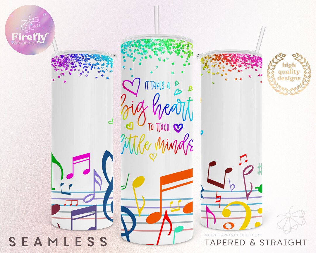 Music Teacher Tumbler, Rainbow Glitter, 20 Oz Skinny, Musician, Music