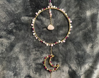 Sun catcher with rose quartz and clear quartz