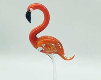 Glass Flamingo Figurine | Glass Flamingo Sculpture | Gift Ideas For Animal Lovers | Glass Big Bird | Flamingo Ornament Statue | Gift For Her