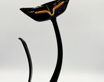 Handcrafted Glass Cat Statue - Unique Elegant Feline Figurine for Cat Lovers - Handmade Animal Decor and Gifts