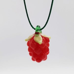 Raspberry Necklace – Handmade Fruit Jewellery, Red Berry Pendant for Food Lovers, Cute Summer Charm Necklace, Playful Nature-Inspired Gift
