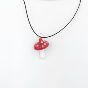 Glass Mushroom Pendant Necklace | Handmade Mushroom Glass Charm for Nature Lovers | Fungi Collection Gifts For Her