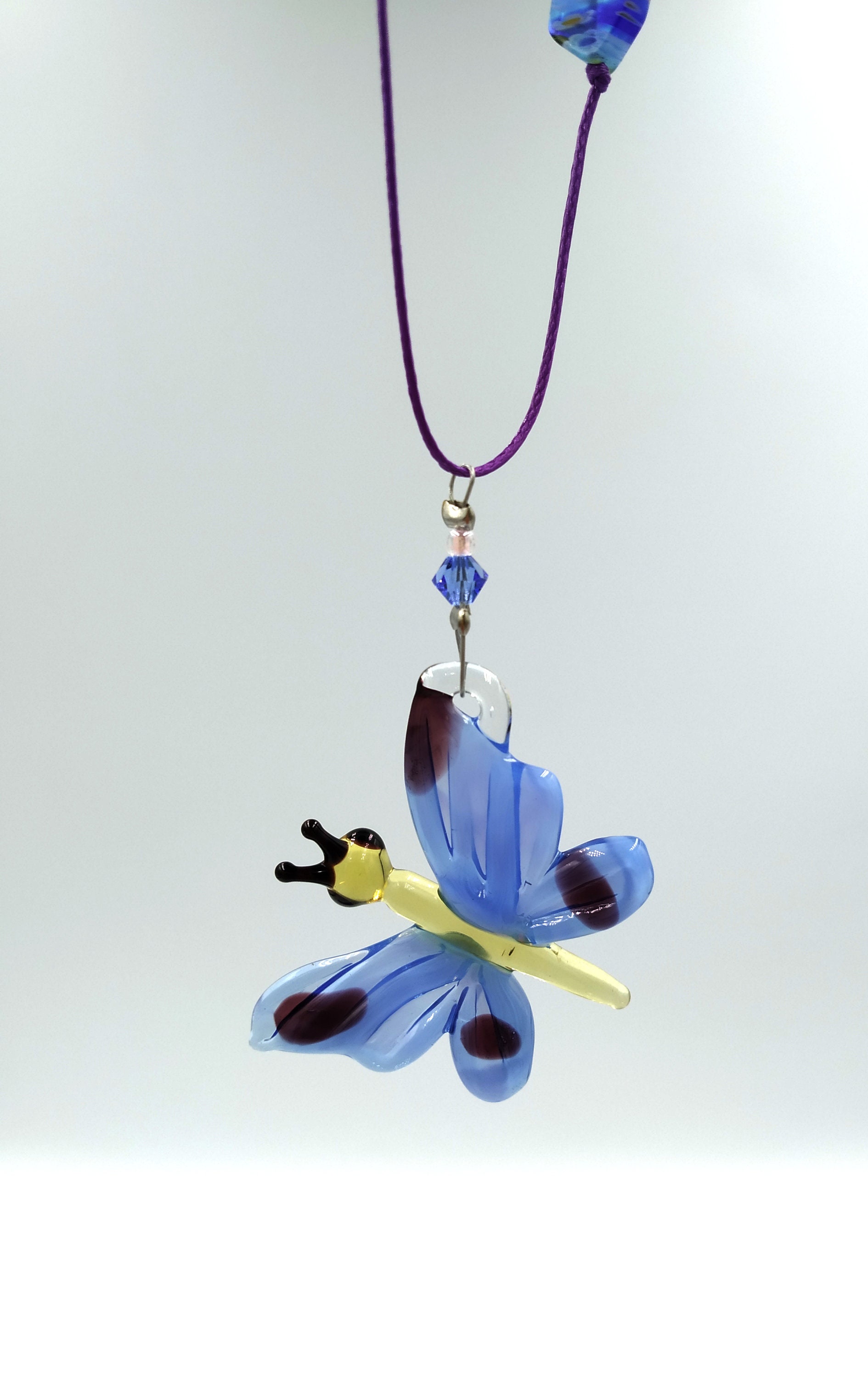 Handmade Glass Butterfly Necklace Gold Bright Blue Butterfly Etsy