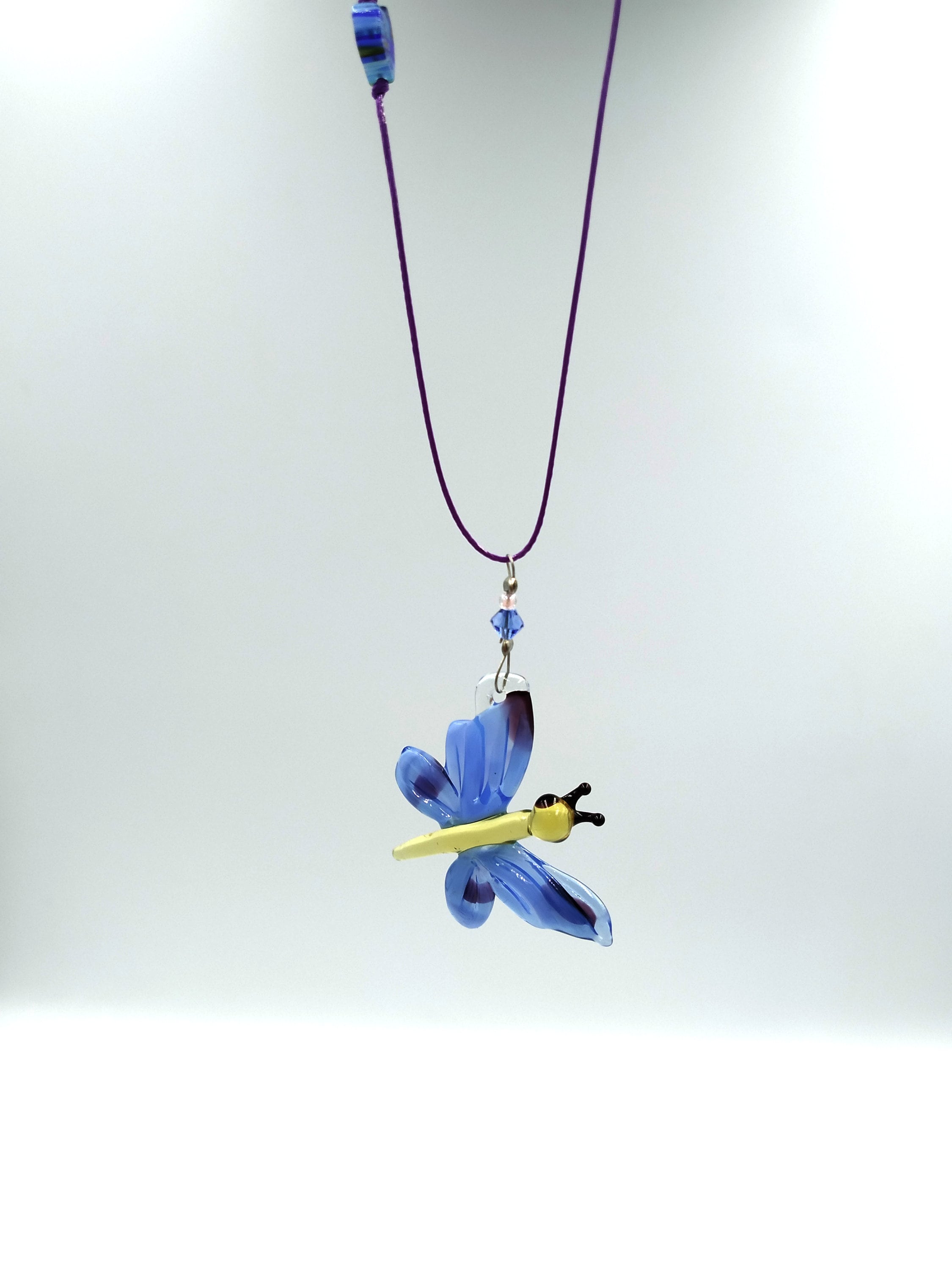 Handmade Glass Butterfly Necklace Gold Bright Blue Butterfly Etsy