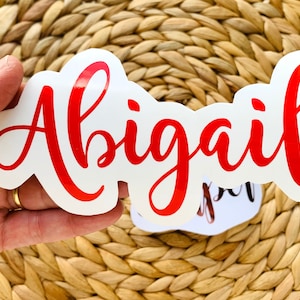 Carattere MAGNOLIA SKY - Adesivo in vinile con nome personalizzato / Olografico / Adesivo con nome personalizzato / Ideale per bottiglie d'acqua, computer portatili, diari.