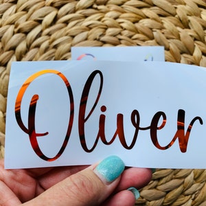 Carattere COUNTRY KITCHEN - Adesivo in vinile con nome personalizzato / Olografico / Adesivo con nome personalizzato / Ideale per bottiglie d'acqua, computer portatili, diari.