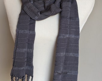 Handwoven Silk Cotton Scarf, Mayan Silky Chalina, Guatemala