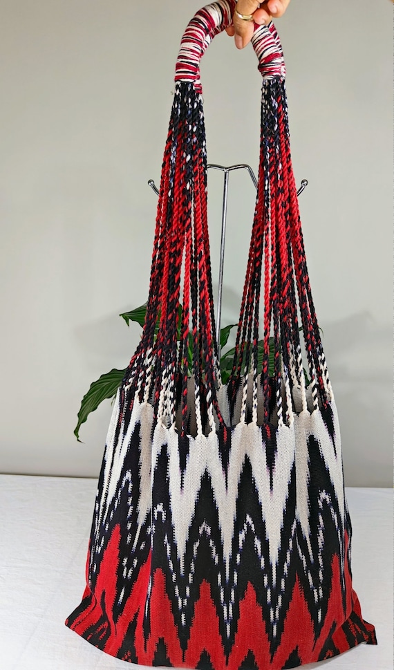 Ikat Market Tote Bag Hand dyed Cotton Shoulder Bag Guatemalan