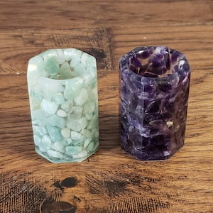 Makeup Brush Holder, Qtip or Pencil Holder, Bathroom Home Decor, Housewarming Gift, Gift for Her, Gift for Mom, Amethyst, Aventurine Stone