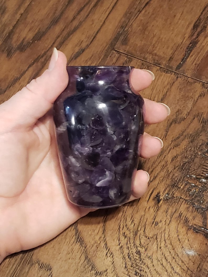 Amethyst Tumbled Stone Vase, Decorative Vase, Bathroom Decor, Home