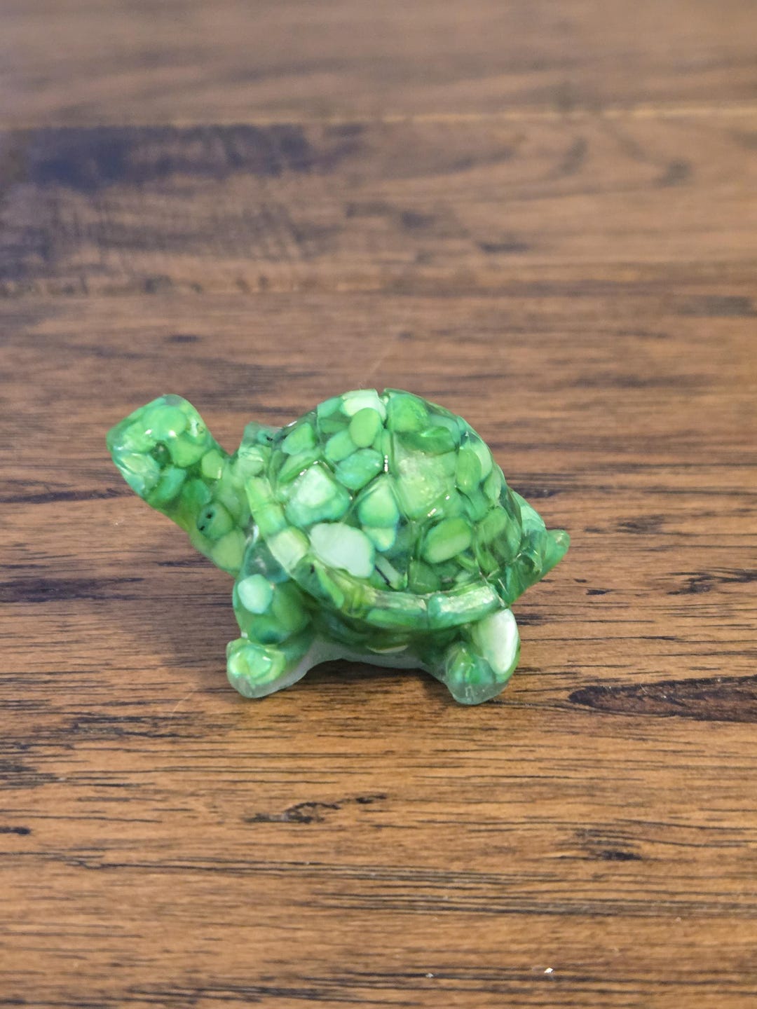Green Crushed Sea Shell Turtle Figurine, Resin Turtle, Tiny Turtle ...