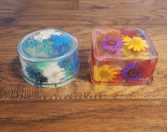 Pressed flower Jewelry box, Trinket Box, Housewarming Gift, Gift for Her, Birthday Gift, Gift for Mom, Bathroom Vanity Decor, Floral Decor