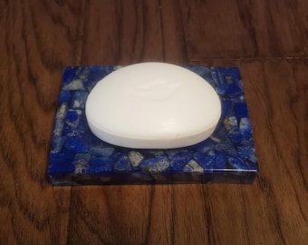 Lapis Lazuli Stone Soap Dish, Rectangle Soap Tray, Sponge Holder, Housewarming Gift, Bathroom Decor, Gift for Her, Gift for Mom