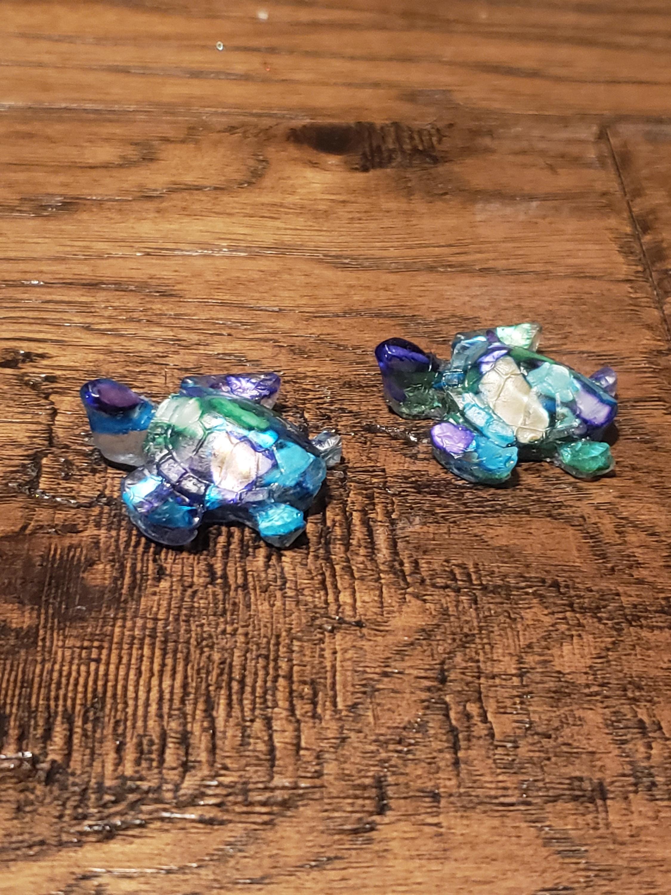 Crushed Shell Sea Turtles, Sea Turtle Figurines, Gift for Turtle Lovers ...
