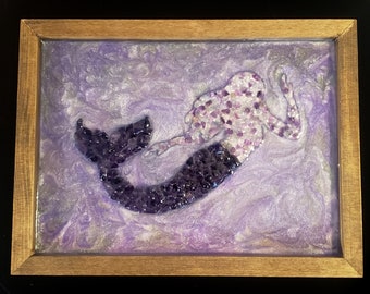 Amethyst Mermaid Hanging, Wall Art, Housewarming Gift, Wall Decor, Gift for Mom, Gift for Her, Gift for Daughter, Nursery Decor