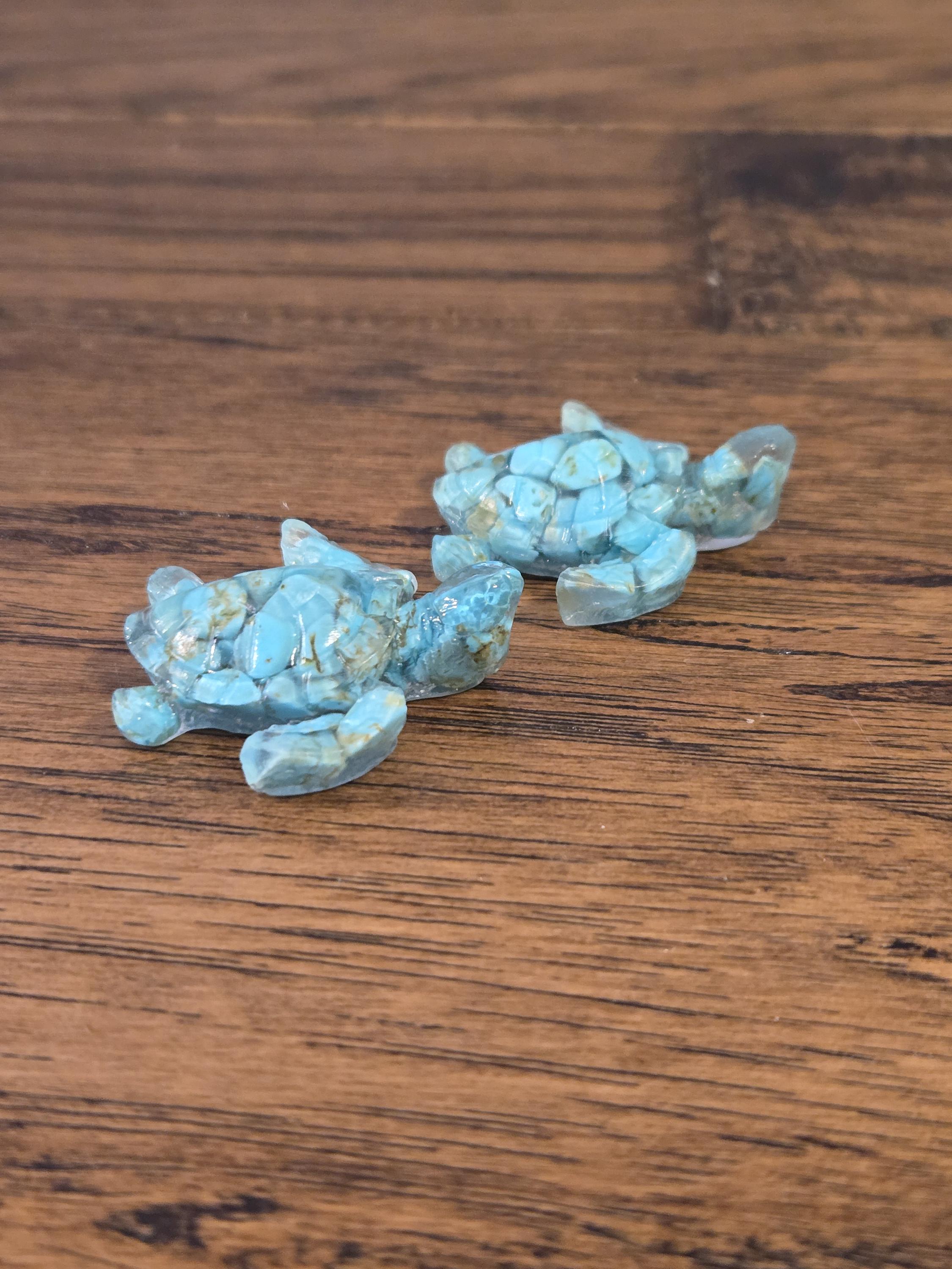 Turquoise Sea Turtles, Sea Turtle Figurine, Tumbled Stone Turtles, Gift ...