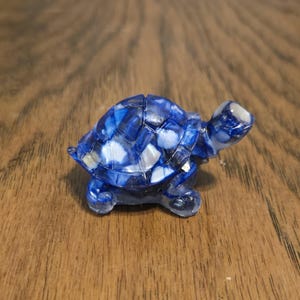 Blue Crushed Sea Shell Turtle Figurine, Resin Turtle, Tiny Turtle, Gift for Turtle Lover, Gift for Her, Gift for Daughter Stocking Stuffer