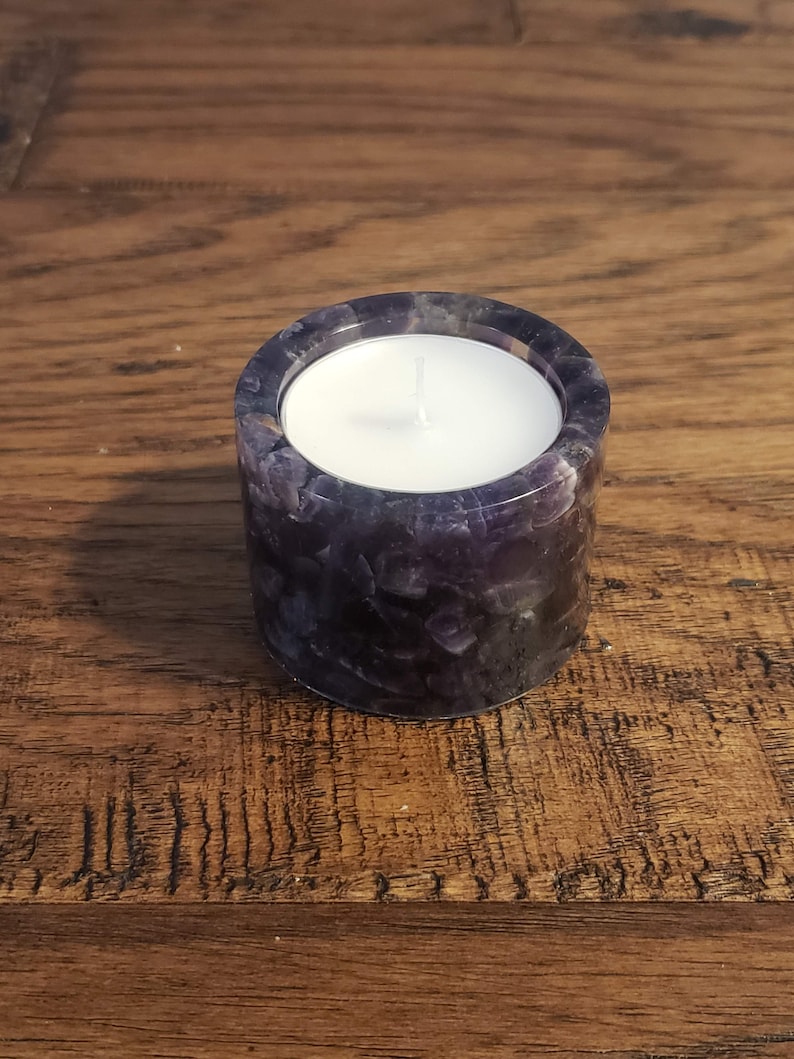 Tea Light Candle Holder, Stone Candle Holder, Bath Decor, Housewarming Gift, Gift for Mom, Gift for Her, Labradorite, Fluorite, Amethyst image 10