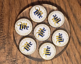 Bottle Cap Coaster Set, Miller Lite Beer Coasters, Father's Day Gift for Husband, Gift for Him, Man Cave Decor, Housewarming Gift