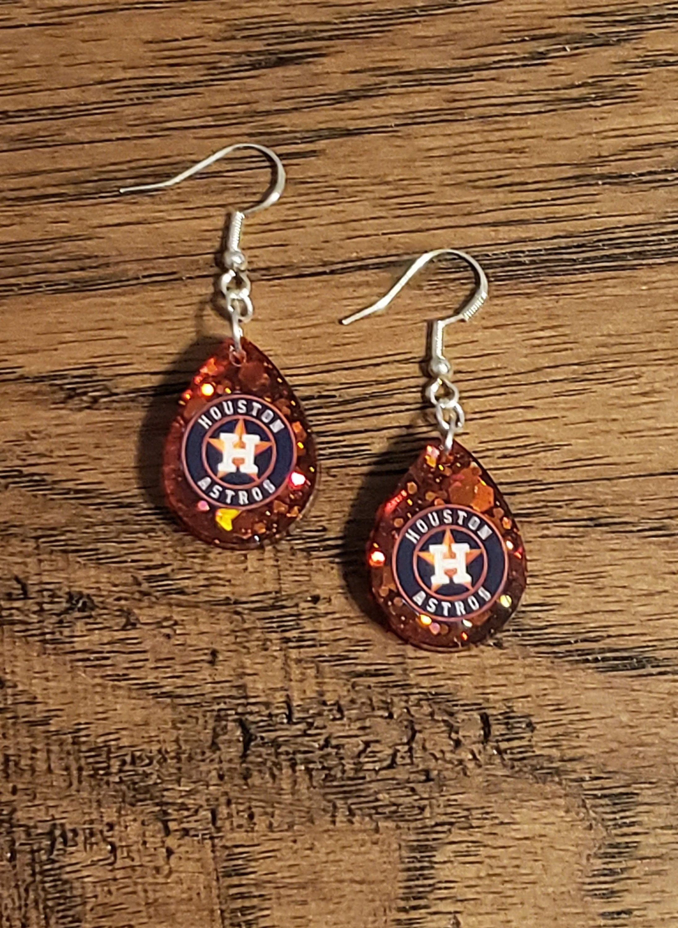 Astros Inspired Earrings/ Astros Earrings/ Houston Earrings, Houston Astros, Orange and Blue Earrings, Gift for Fans