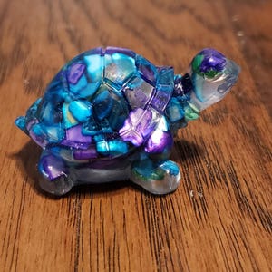 Crushed Sea Shell Turtle Figurine, Resin Turtle, Tiny Turtle, Gift for Turtle Lover, Gift for Her, Gift for Daughter